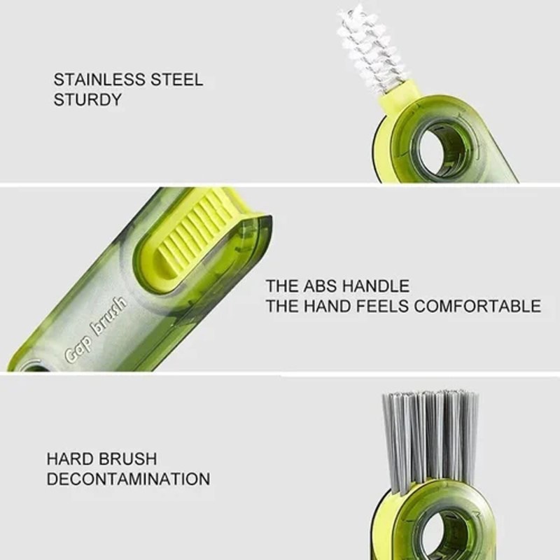 ღ 3 Dalam 1 Cangkir Tutup Sikat U-Berbentuk Cangkir Mulut Cleaning Sikat Groove Gap Rotatable Cup Bibir Rim sikat Pembersih Multifungsi Piala Celah Alat Pembersih