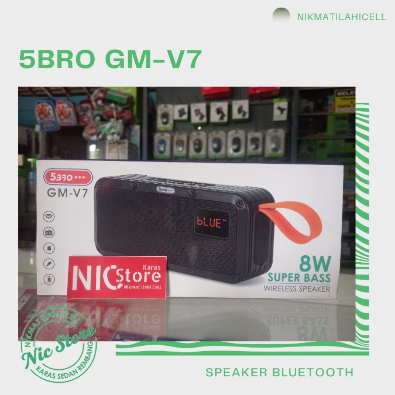 5BRO Speaker Bluetooth Super Bass 5BRO GM V7 Radio Antena