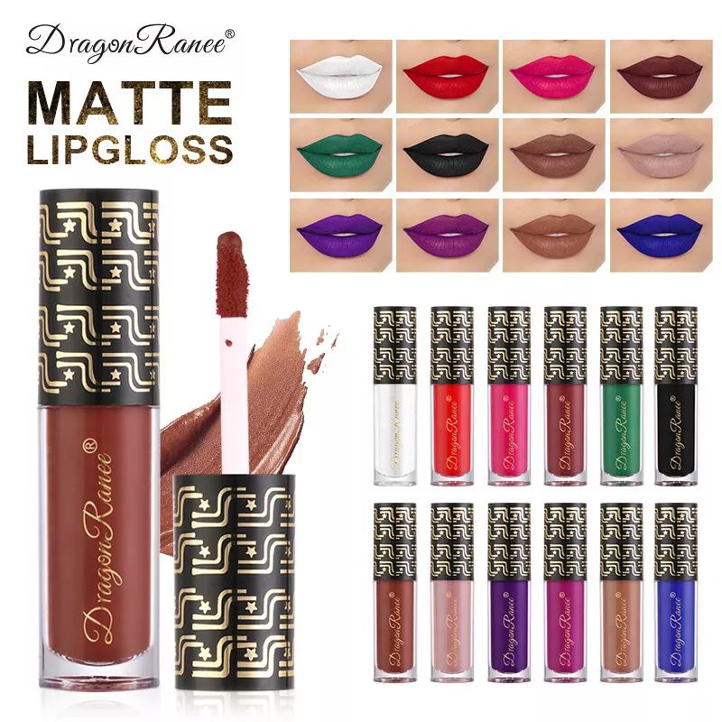 RYUKIN LIPSTIK HITAM PUTIH HIJAU BIRU MATTE MAKEUP LIP GLOSS TAHAN AIR TAHAN LAMA LEMBUT IMPORT DRAGON RANE