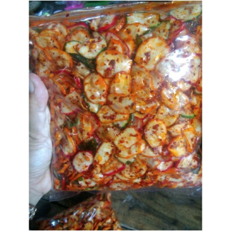 

Keripik SEBRING SEBLAK KERING BANTET 500 gr / Kerupuk Kencur Bawang Cemilan Pedas Gurij