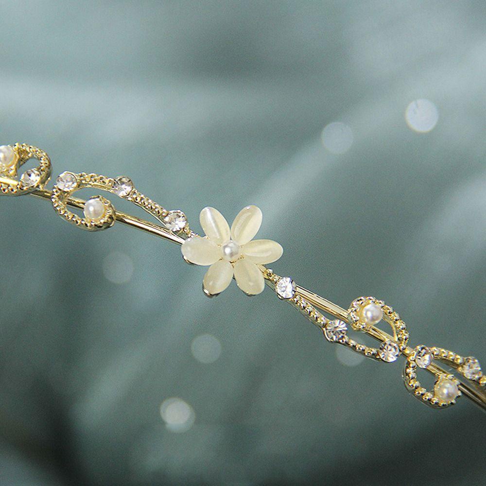 Needway   Opal Tipis Bando Hiasan Rambut Temperamen Elegan Aksesoris Rambut Pernikahan Kupu-Kupu Korea Headband County Style Tiara Alloy Mahkota Pengantin