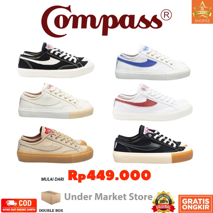 [ORIGINAL] Compass Gazelle Low Black White / Black Gum / Cappucinno / White Red / Cream / White Blue