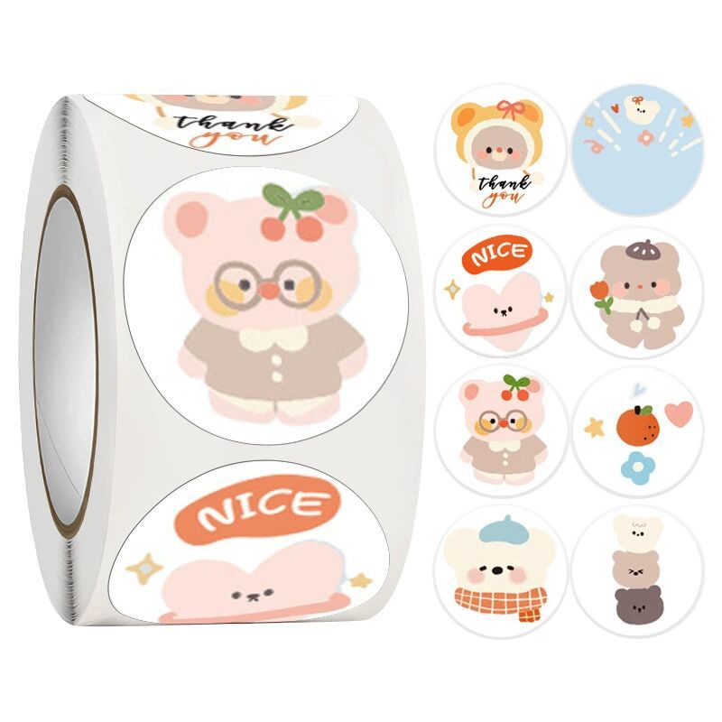 

50pcs Cute Winter Bear Seal Sticker Stiker Lucu untuk Online Shop Packaging Label Packing Segel