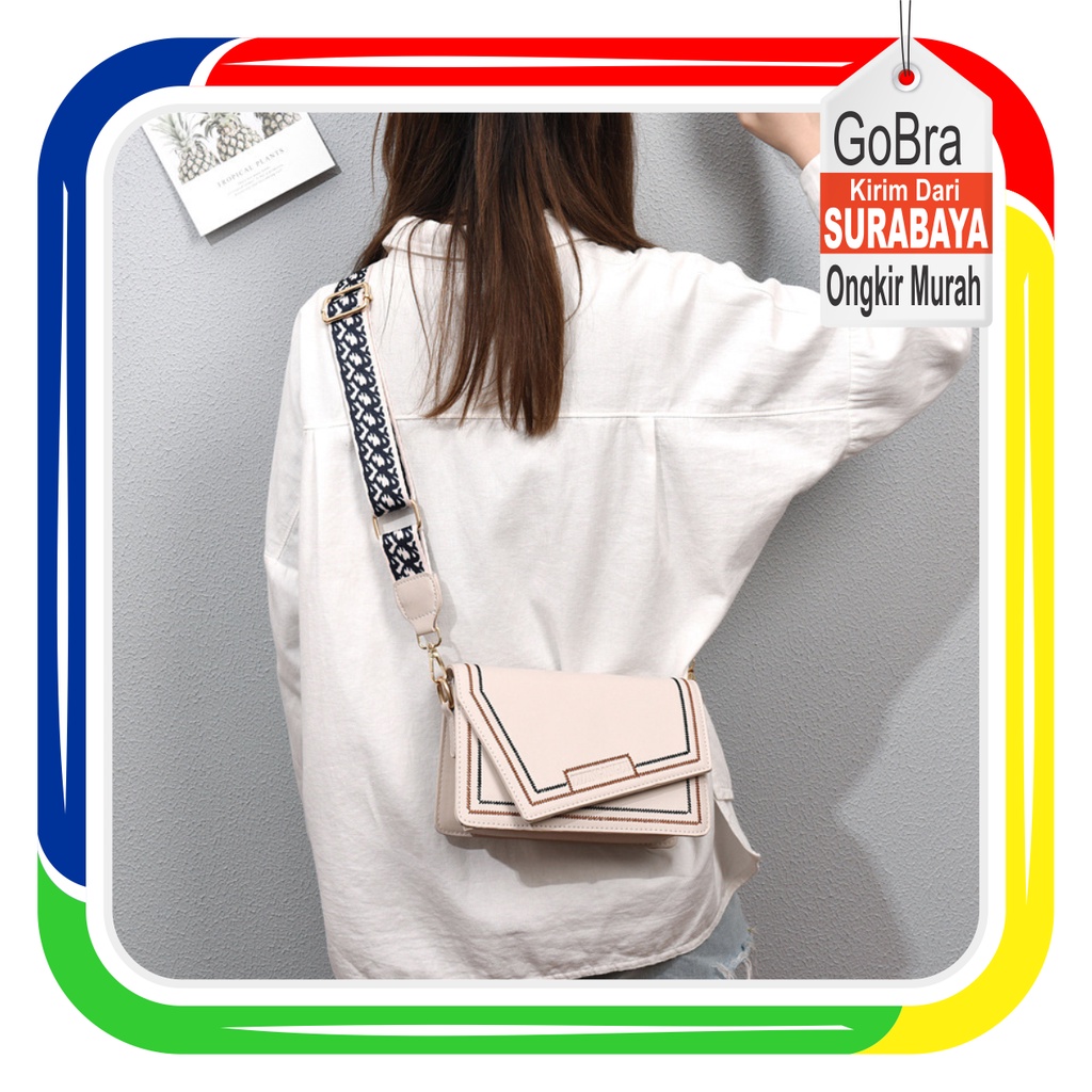 Gobra ♕ TW017 Tas Selempang Wanita Polos Kotak Simple Mini Tas Bahu Import Murah Buat Kado