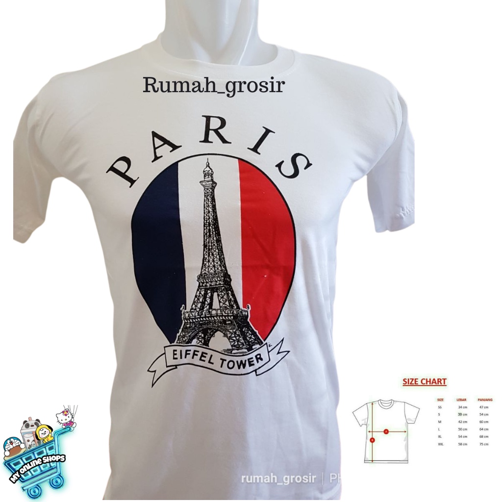 Kaos Souvenir Negara Paris France / Prancis