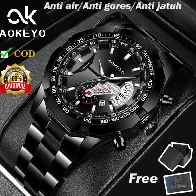 Aokeyo S001 Jam Tangan Pria Anti Air Original Luxury Stainless Steel