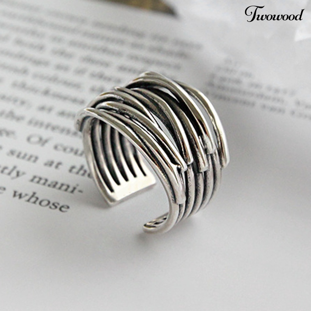 Cincin Model Terbuka Bahan Alloy Warna Silver Gaya Vintage Untuk Wanita