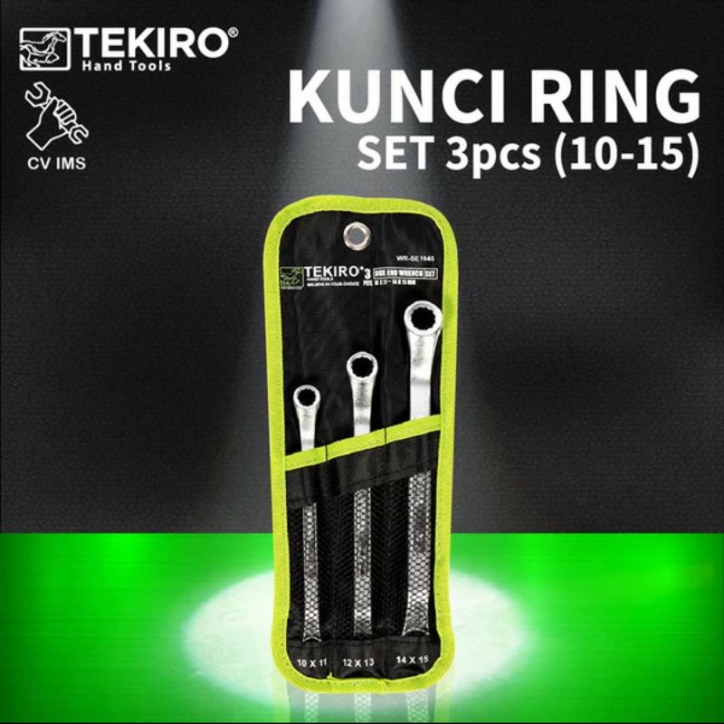 TEKIRO Kunci Ring Set 3 Pcs ( 10x11 - 12x13 - 14x15 mm ) Box End Wrench Kunci Pembuka Baut Baud