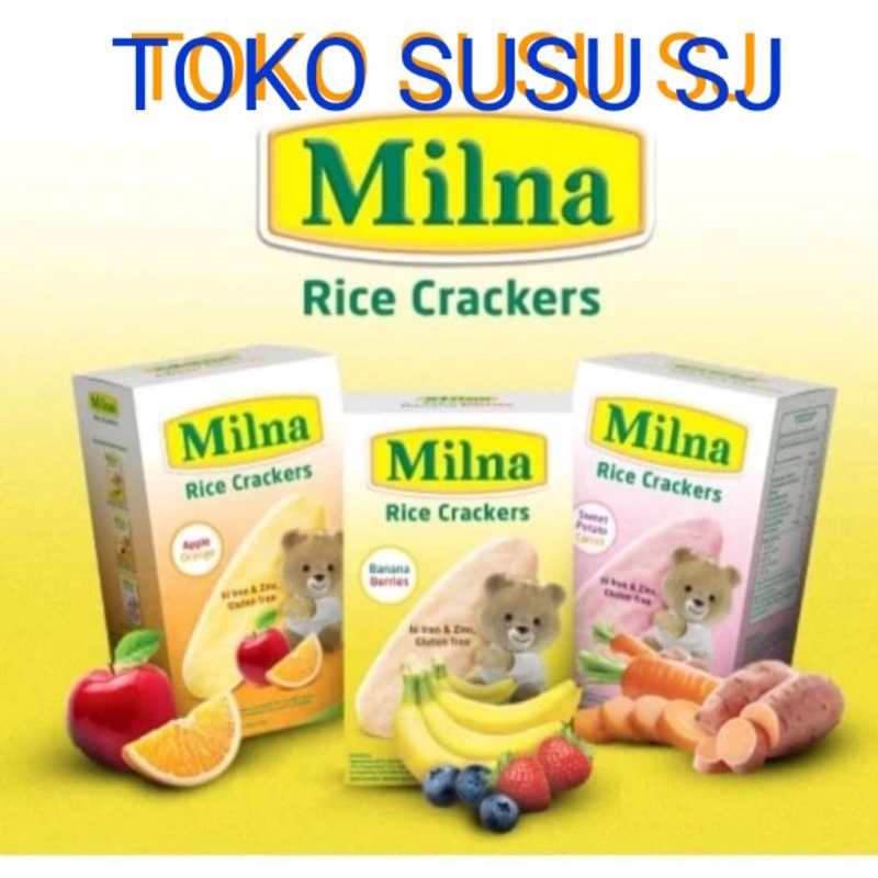 MILNA RICE CRACKERS BANANA BERRIES APPLE ORANGE SWEET POTATO CARROT 5 X 4GR