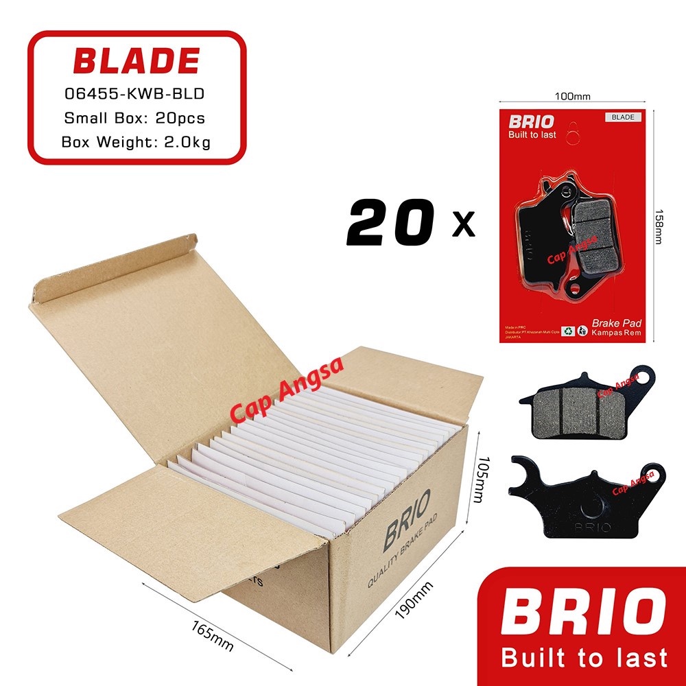 BRIO FRONT BRAKE PAD KAMPAS REM DEPAN DISC DISPED REM 1dus 20pc BLADE REVO SUPRA X SONIC NEW 06455 KWB