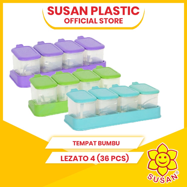 Tempat Bumbu Lezato isi 4 (1 Dus)  - Wadah Bumbu - Tempat Garam - Rak Bumbu Dapur