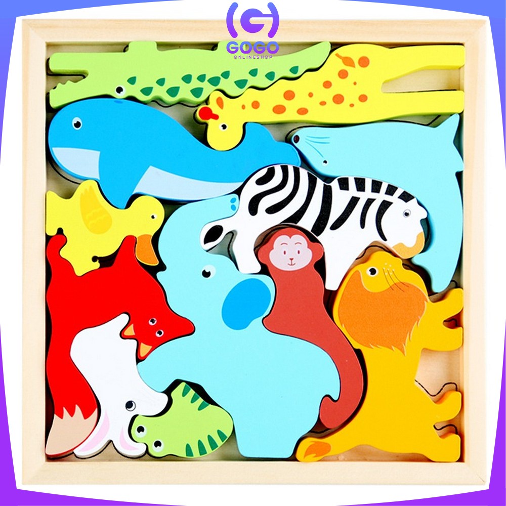 GOGO-M177 Mainan Puzzle 3D Wooden Toys Puzzle Kayu Mainan Edukasi Anak Jigsaw Puzzle Cocokkan Bentuk