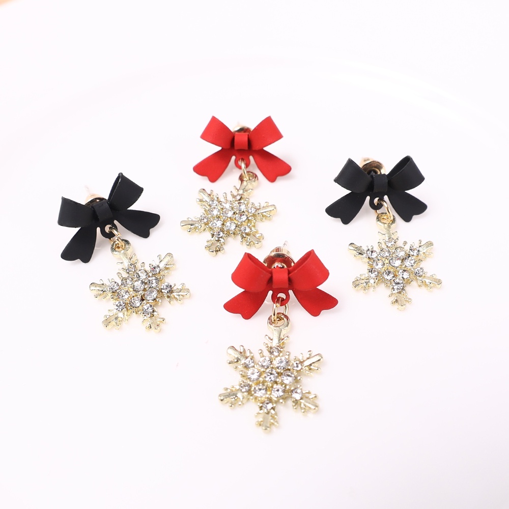 Anting Tusuk Gantung Wanita Desain Snowflake Hias Zircon Gaya Korea / Simple / Elegan Untuk Pesta / Pernikahan