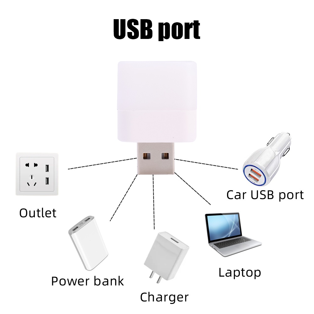 Lampu Baca LED Mini 5V Hemat Energi Bentuk Kotak Dengan Port USB