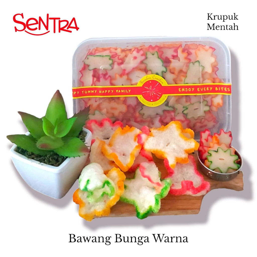 

Kerupuk Bawang Bunga Warna / Kerupuk Bawang Tersanjung || Kerupuk Kering Mentah Box Premium