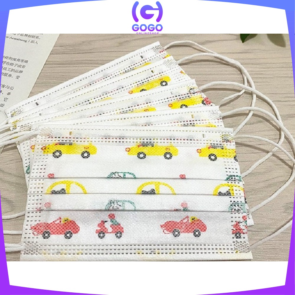 GOGO-C262 Masker Anak 3 Ply Karakter Isi 50Pcs Kids Face Mask Masker Earloop 3Ply Masker Disposable