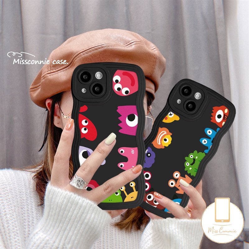 Vivo Y02 Y36 Y02A Y22 Y21s Y12 Y12i Y22s Y20 Y02s Y15s Y35 Y16 Y11 Y21 Y33s Y15 V25 V25E Y17 Y93 Y12s Y15A V20 V21 Y30 Y50 Y91C Y21T Y75 Y91 Wavy Edge Kartun Little Monster Case