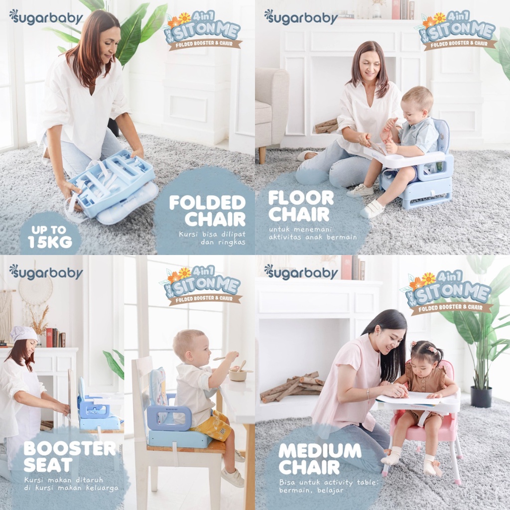 Sugarbaby 4in1 Sit On Me Folded Booster &amp; Chair | Kursi Makan Anak