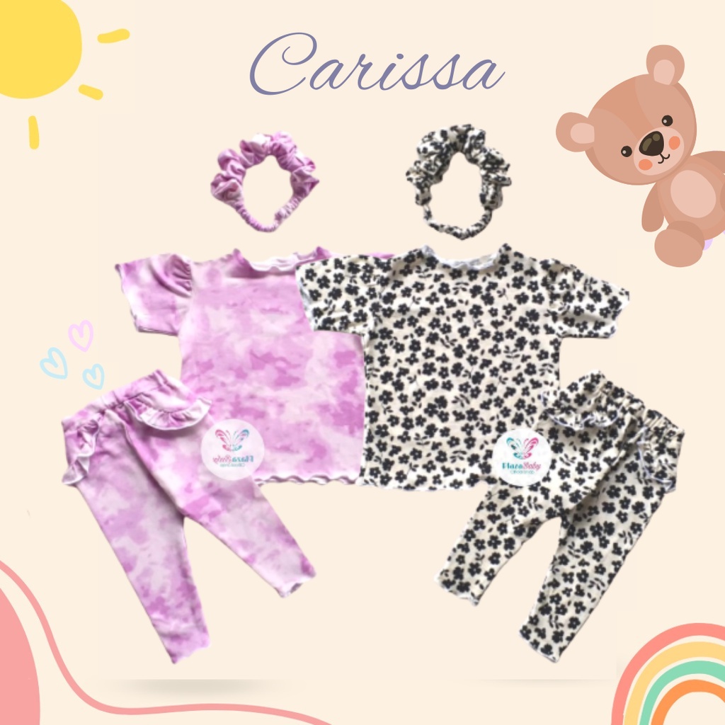 Plazababyku MX CARISSA setelan bayi motif bunga yang lucu free headband scrunchie + sandal PART2