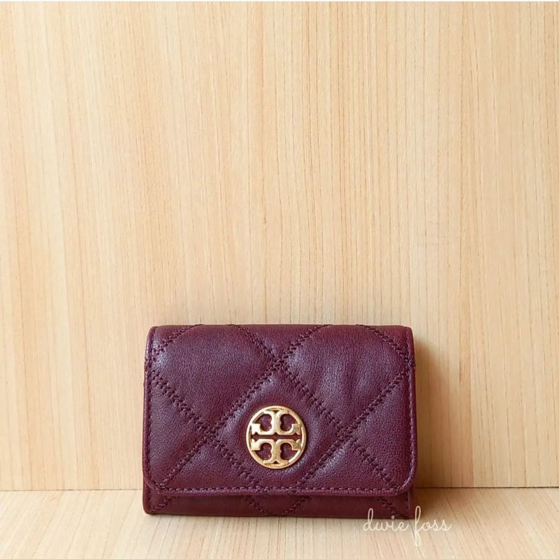 Dompet T0ry Burch Willa Card Case Claret Original | Dompet Kartu TB | Dompet STNK Tory Burch