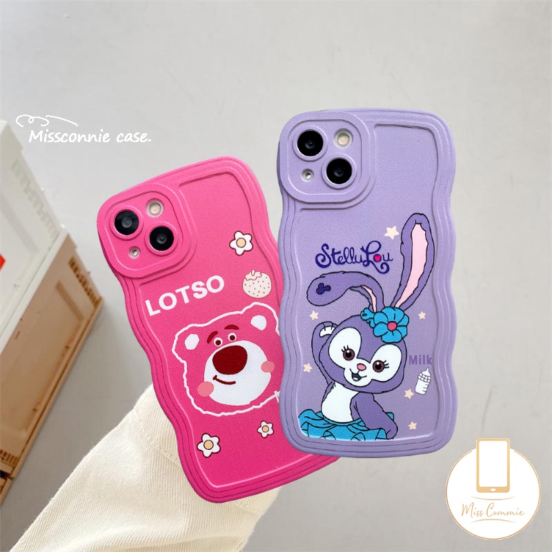 Casing Untuk Samsung A04E A12 A04 A13 A50s A53 A04s A14 A03 A03s A50 A32 A23 A22 A52 A52s A02s A21s A30s A33 A20 A11 A51 M22 A31 Cute Strawberry Bear StellaLou Soft Wavy Edge Case