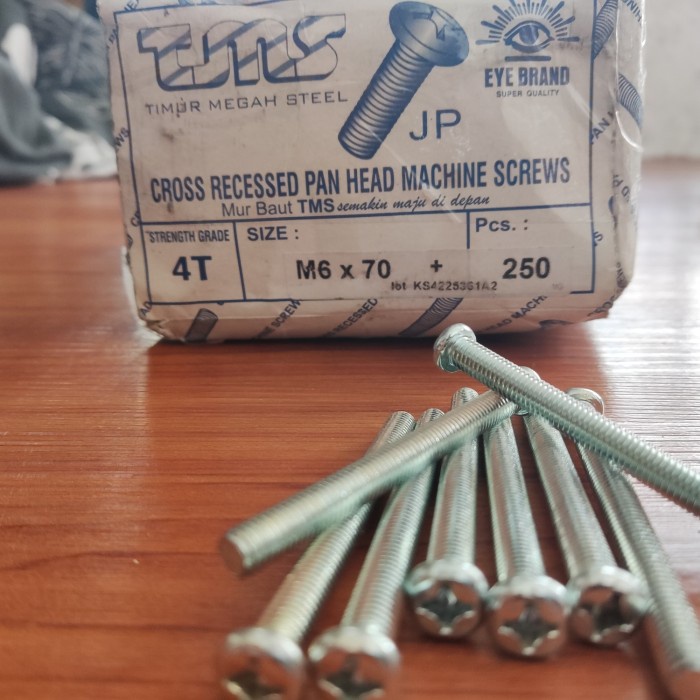 Isi 50 Pcs Baut JP m6 x 70 Obeng Plus Kepala Pan Head M 6 + Kunci 10