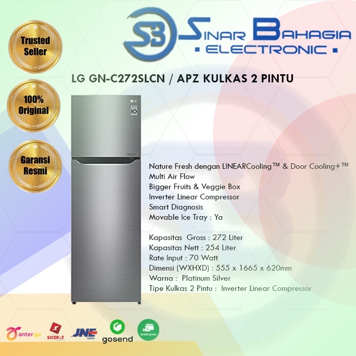 LG GN-C272SLCN / APZ KULKAS 2 PINTU (NEW) (KHUSUS BANDUNG)