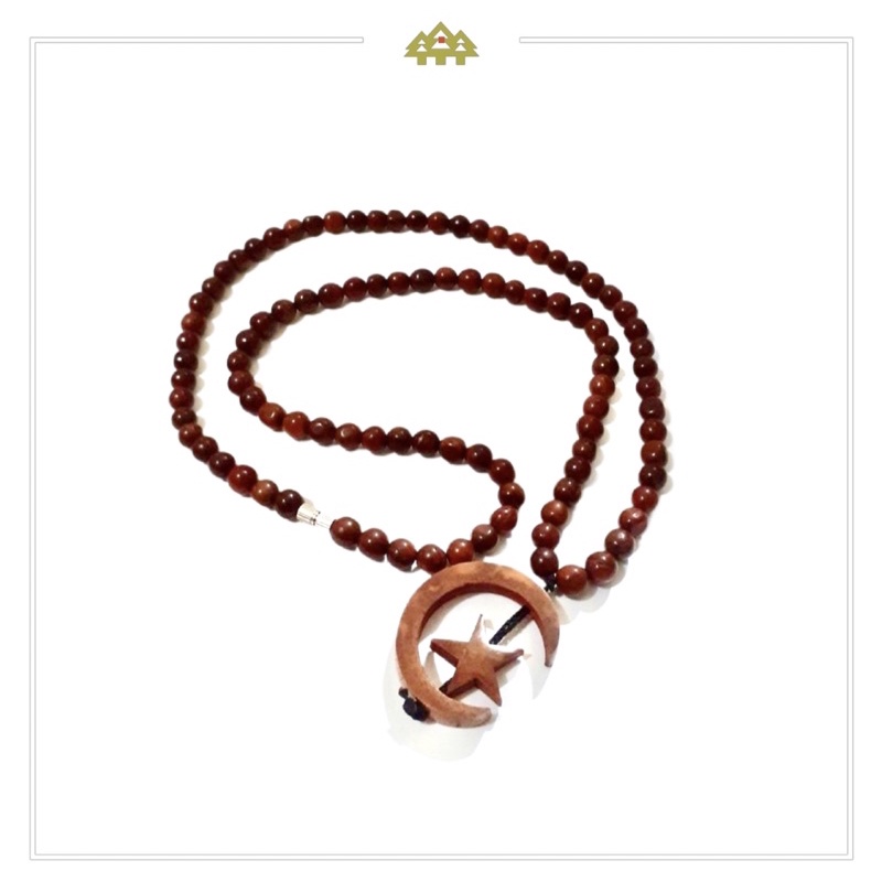 Kalung Kaoka/Kalung Kayu Kaukah Bulan Bintang_5mm Original Kayu Kaoka