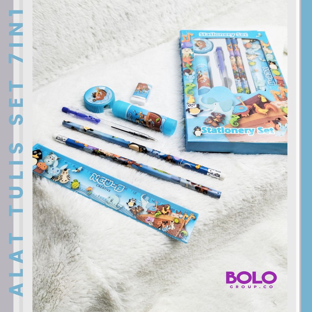 BOLOGROSIR [ATS] Alat Tulis Set 7in1 / Stationery Set / Alat Tulis Anak / Alat Tulis Sekolah / Set Alat Tulis 7in1