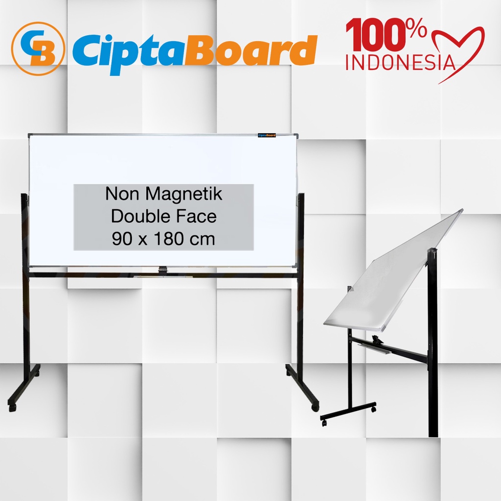 

Papan tulis / Whiteboard / Papan board / Mading / Whiteboard Stand Doubleface Non Magnet 90 x 180 cm