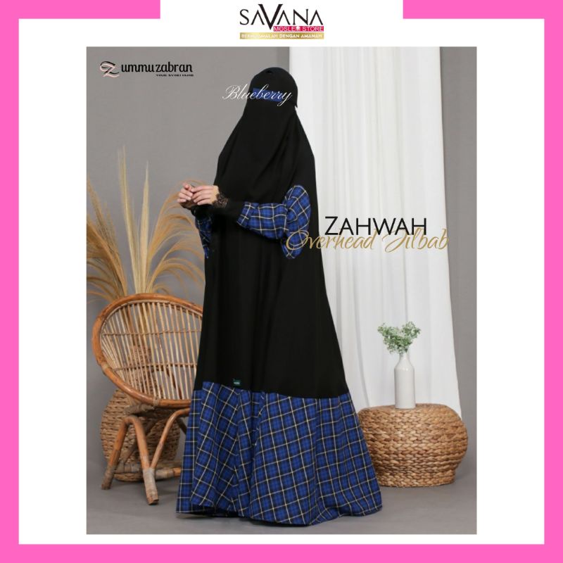 (Ready Stock) Zahwah Overhead Jilbab by Ummuzabran gamis bahan Jetblack dan Flanel | gamis set dewas