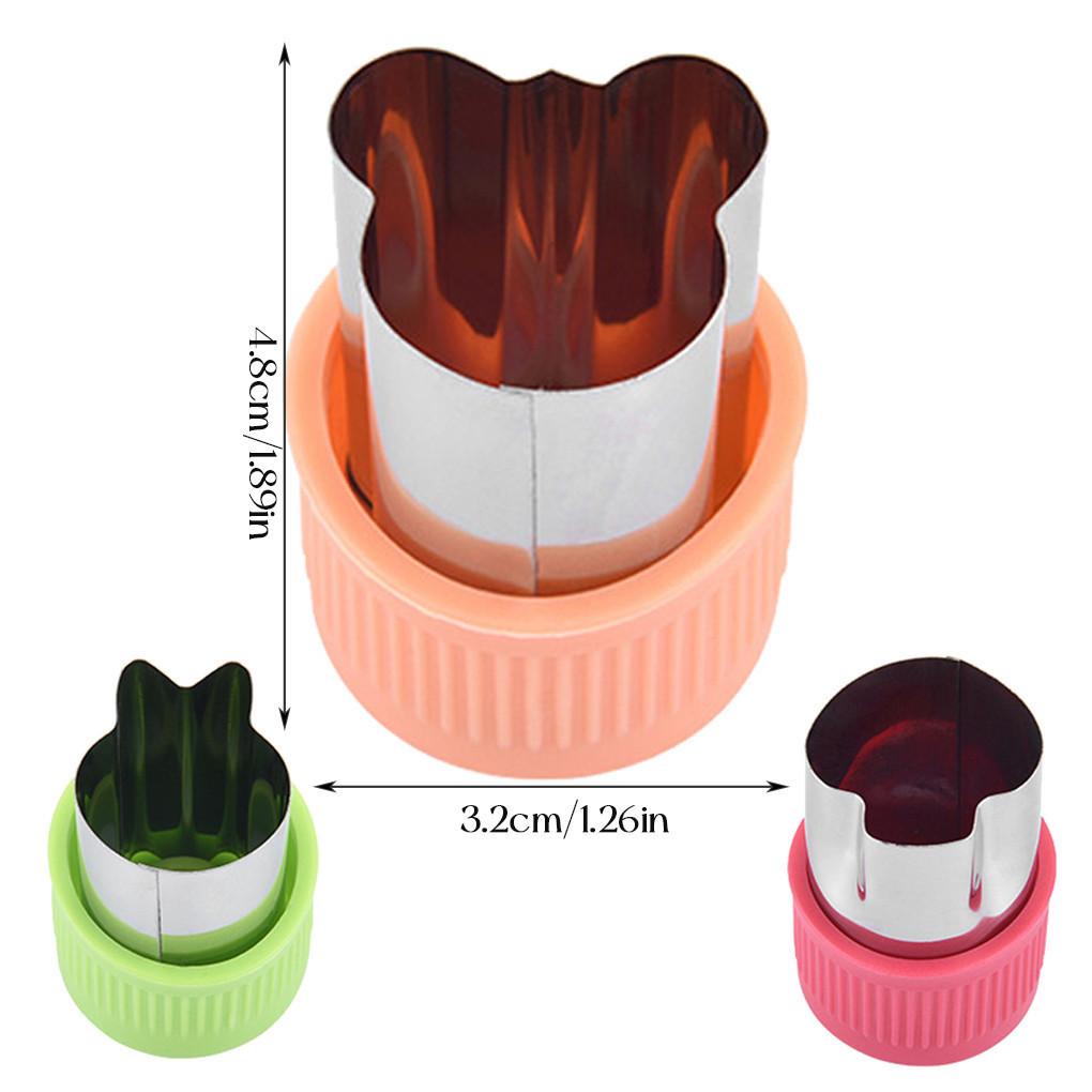 Paket 3buah Cetakan Pengiris Sayuran Portable Reusable Detachable Polished Adorable Stainless Steel Mold Bentuk Hewan