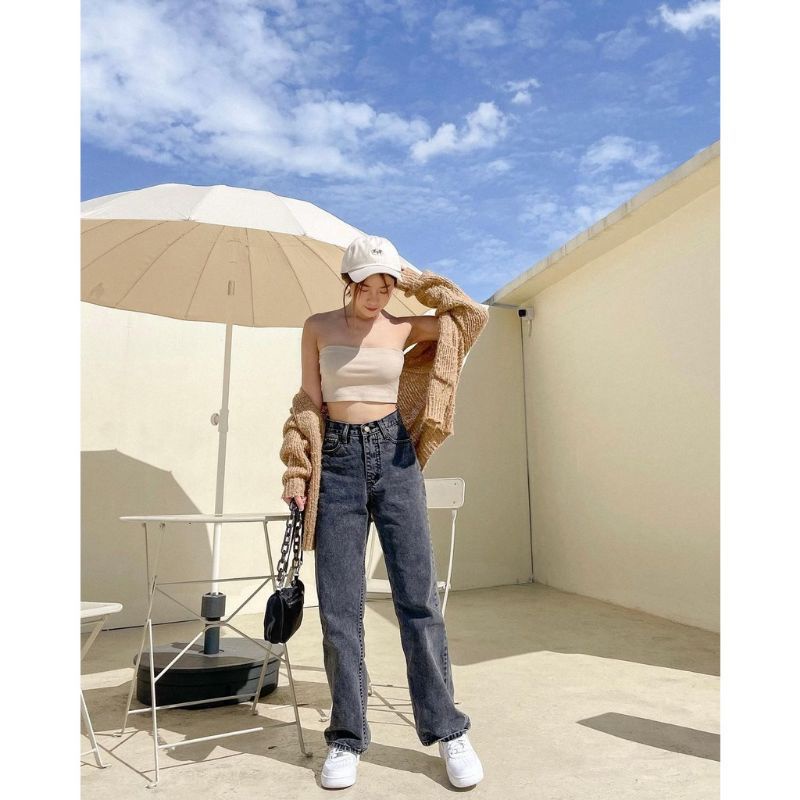 Kulot Loose Jeans Wanita Premium Highwaist