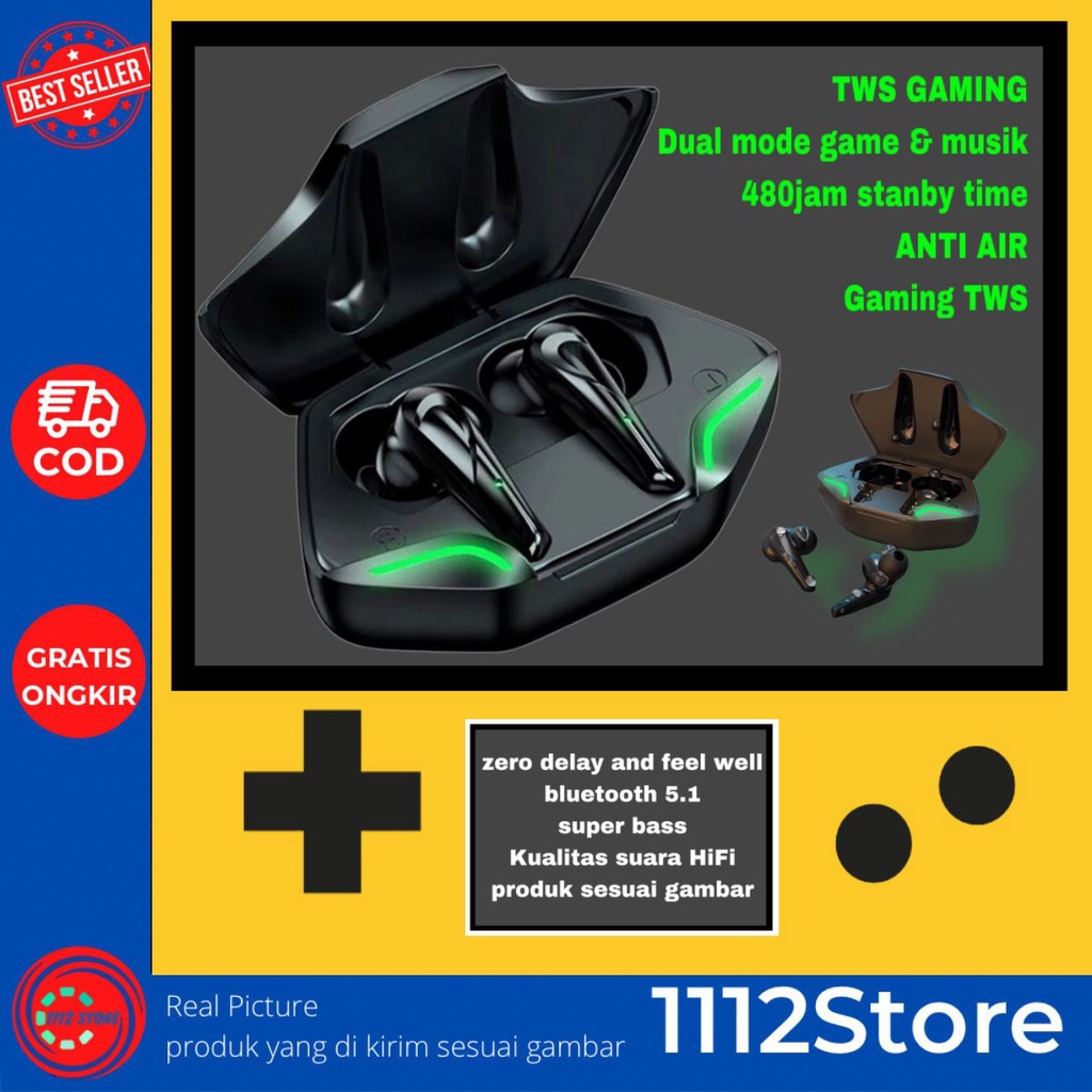 1112 TWS Gaming tanpa delay bisa dual mode dan anti air