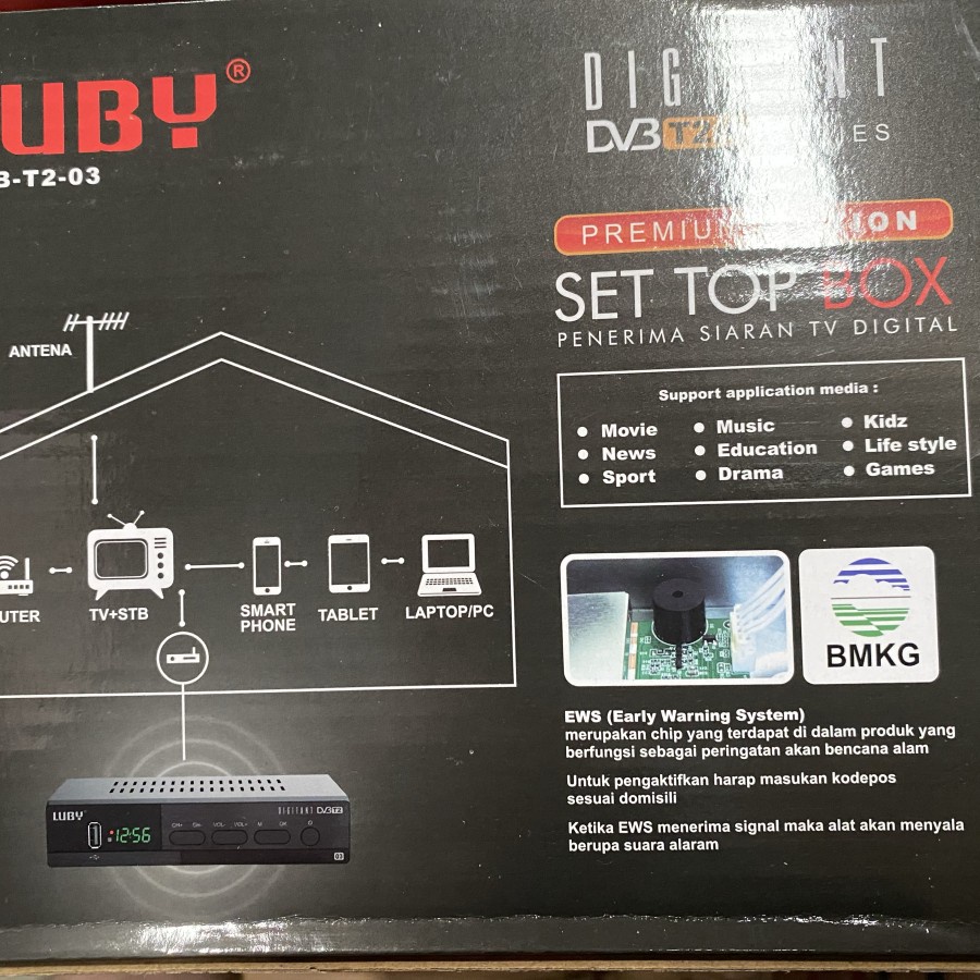 Luby Set Top Box Luby Merah DVB T2 Receiver TV STB Digital DVB T2-03 Dual USB