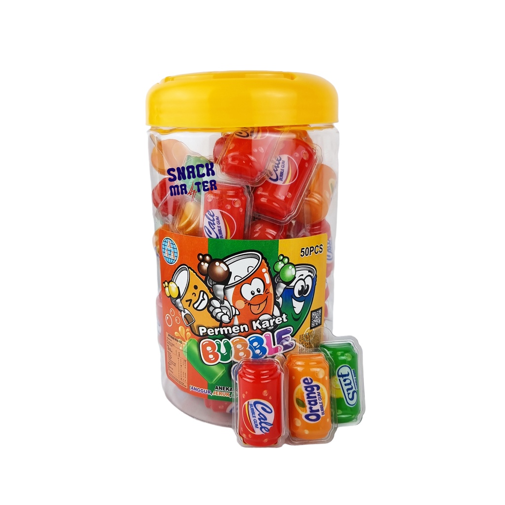 

AAA Permen Bubble Gum Kaleng Soda Toples - Isi 50 pcs x 8 gr