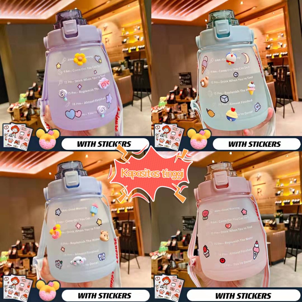 【Stiker Gratis】BOTOL MINUM JUMBO 1.5 LITER GRADASI MOTIVASI | BOTOL MINUM MOTIVASI