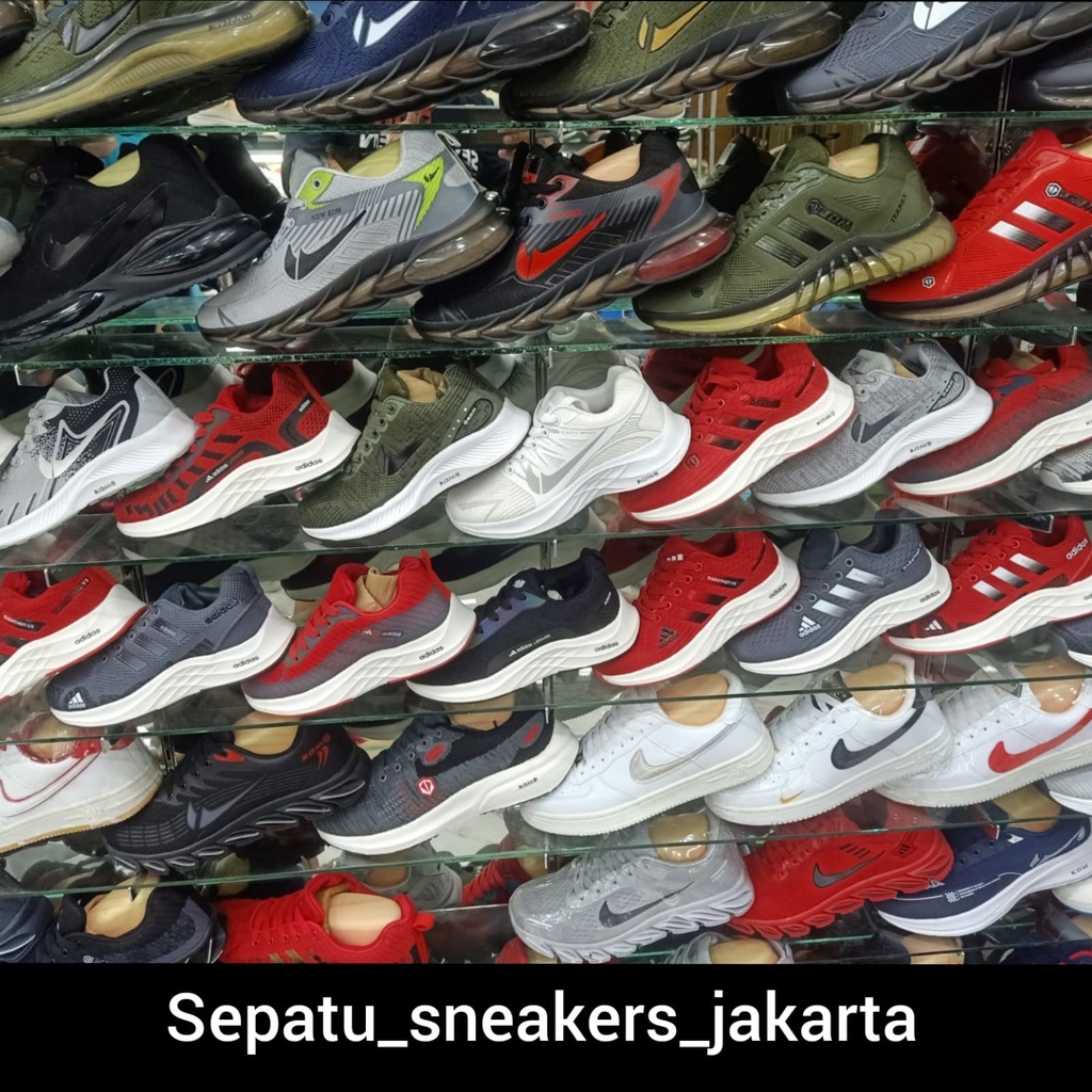 Sepatu Sneakers Running Pria Dewasa Empuk Import Keren Murah Terbaru Ringan Ukuran Size 40 41 42 43 44 Warna Merah