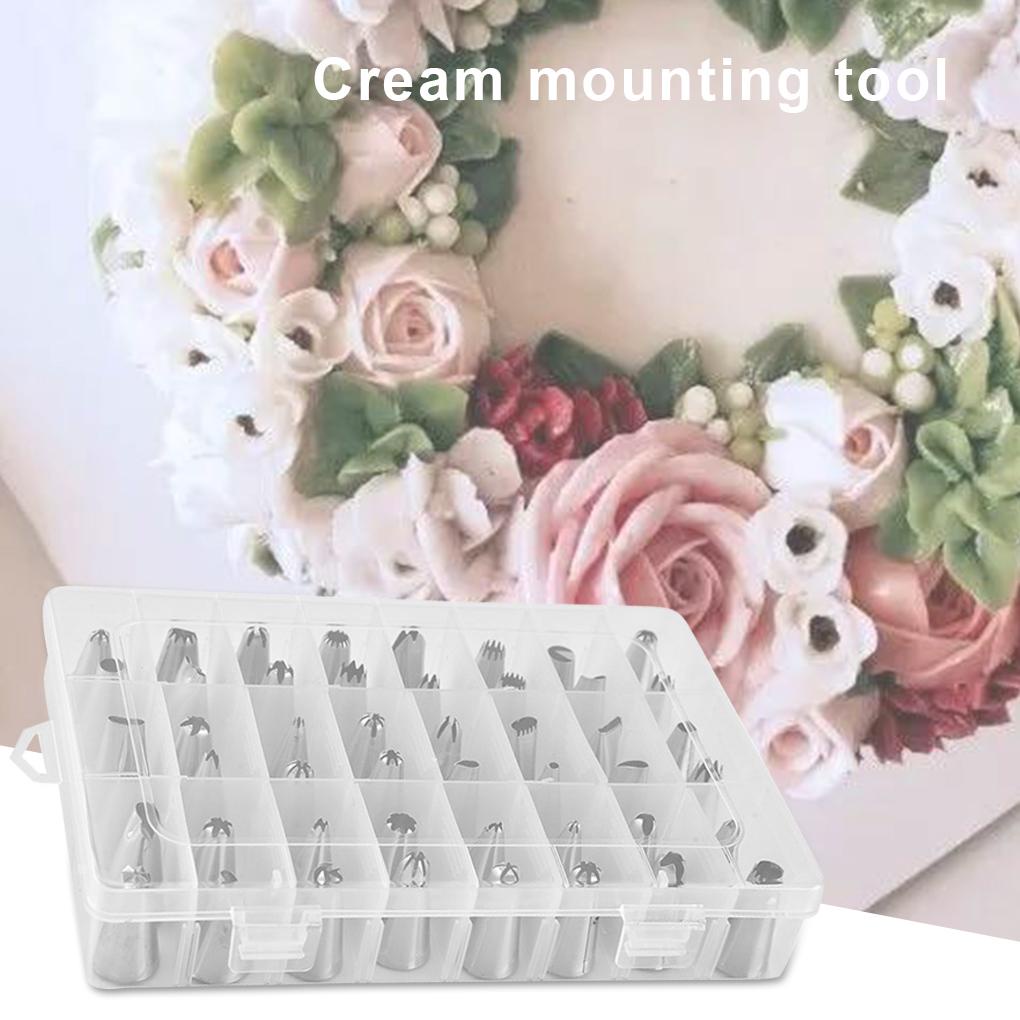 48pcs/set Icing Piping Tips Set Nozzle Cupcake Icing Piping Tips Set Pembuat Cookies Cream Puffs Rame-Rame Baking Tools Kit
