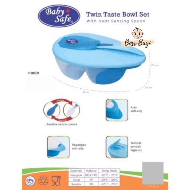 BABY SAFE - FB001 Twin Taste Bowl / Tempat Makan Bayi Anak