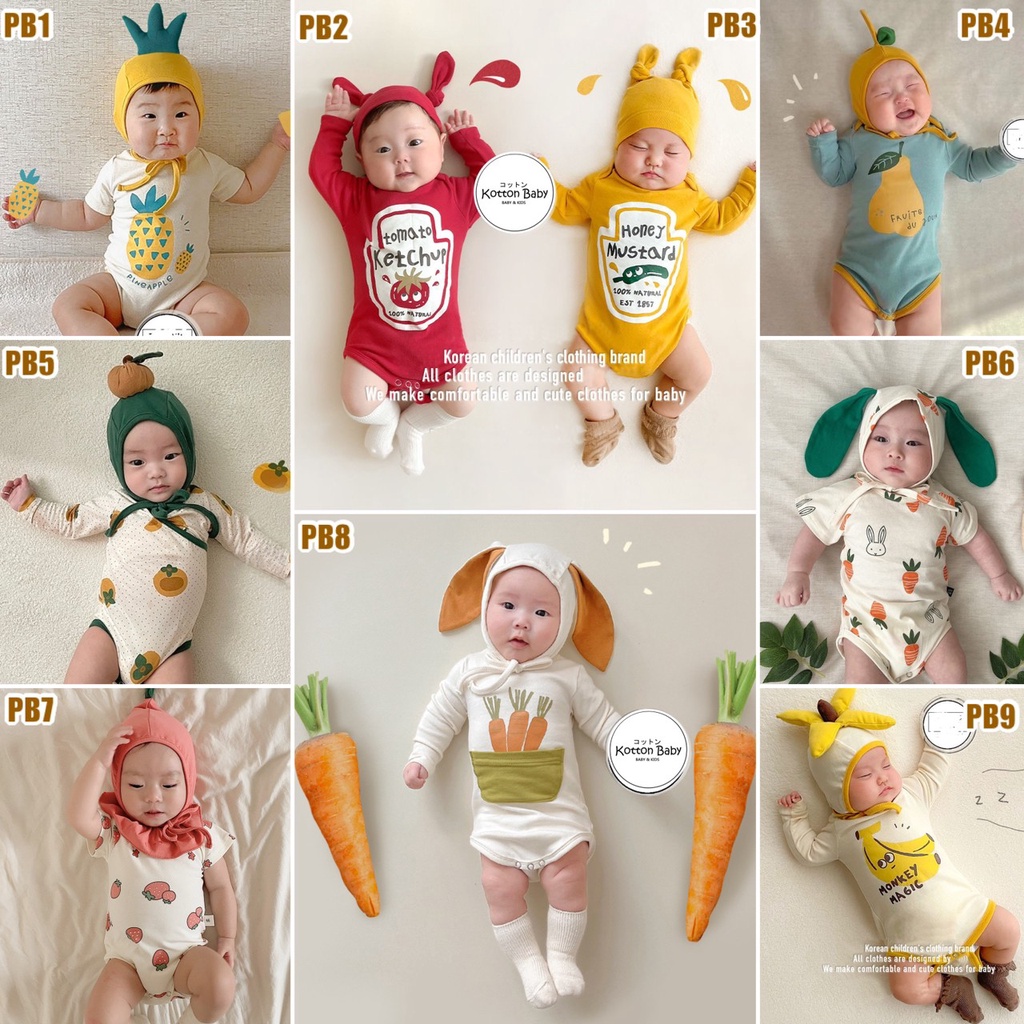 [FREE TOPI] 0-18bln | JUMPER PAKAIAN BAJU ANAK BAYI KARAKTER BUAH SAYUR HALLOWEEN COSPLAY JUMPSUIT ROMPER TMGF PB catalog