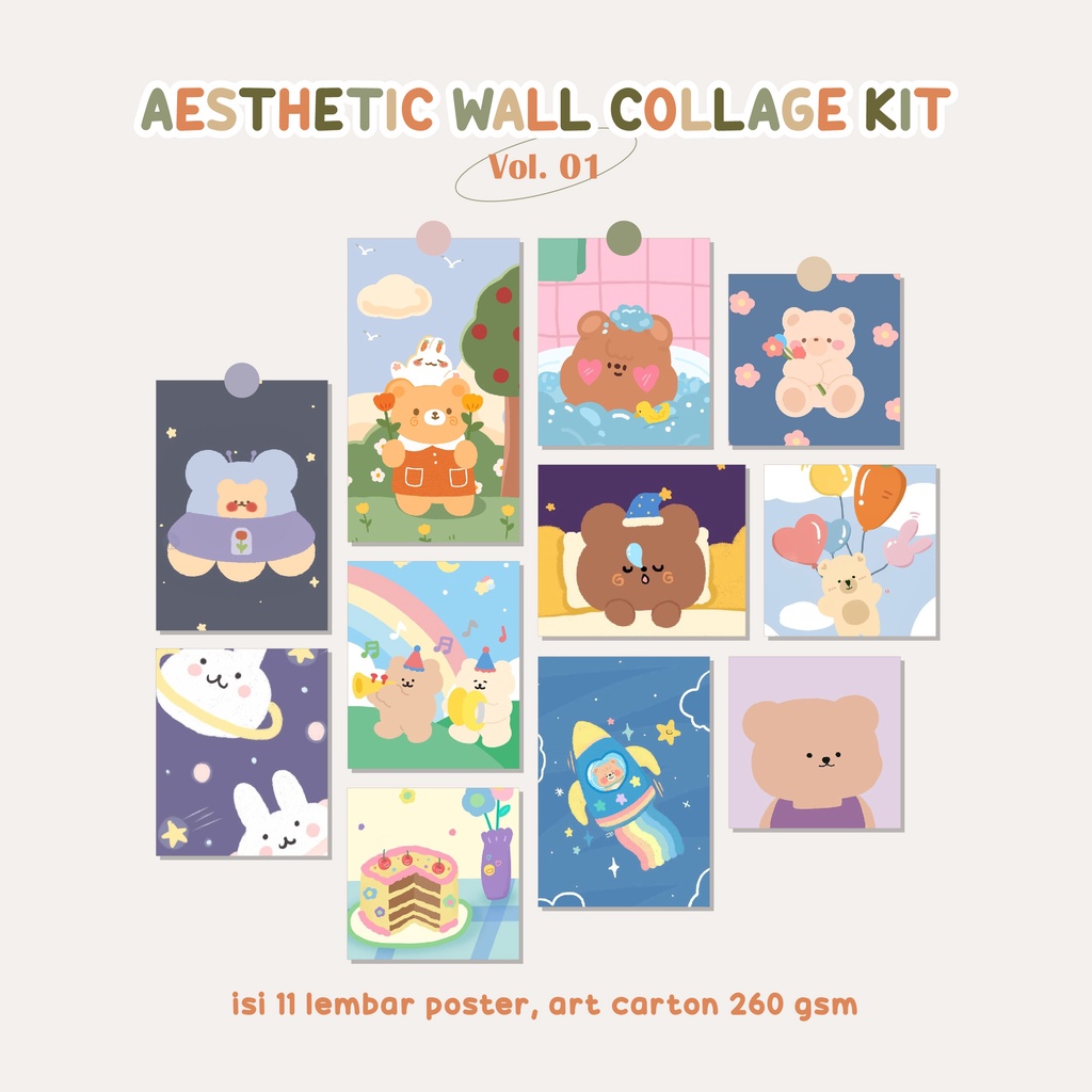 

11pcs Aesthetic Poster | Wall Decor Kit | Poster Mini