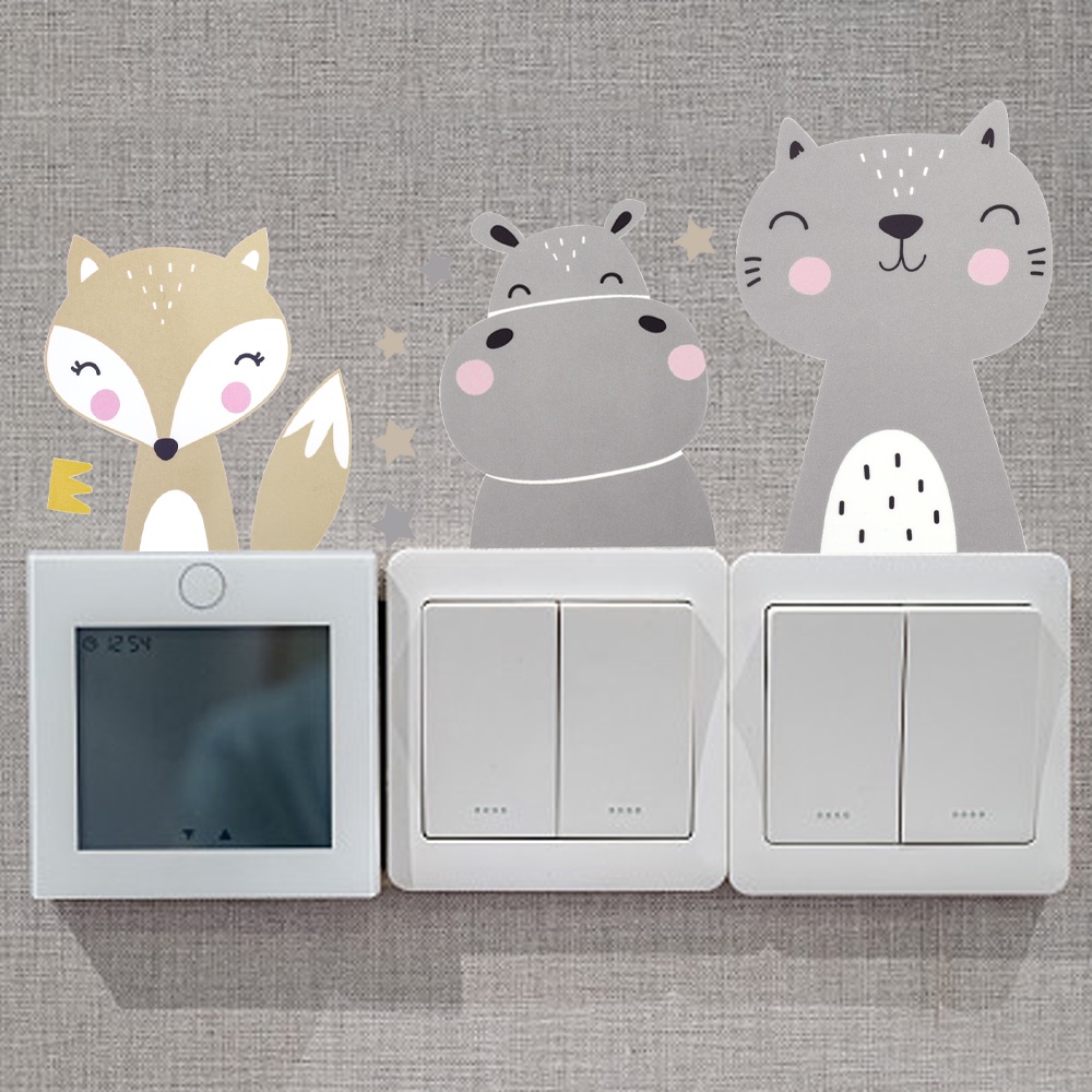 6 Pcs / set Stiker Dinding Desain Kartun Hewan Senyum Warna Boho Untuk Dekorasi Kamar Anak