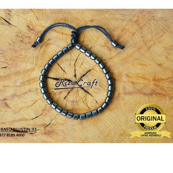 Gelang Tasbih Batu Blustin Hitam Asli 33 Butir Kualitas Terbaik