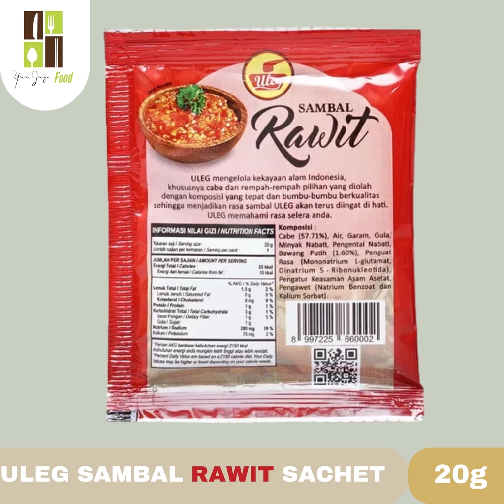 ULEG SAMBAL RAWIT 20g [Sachet] 1PCS/10PCS