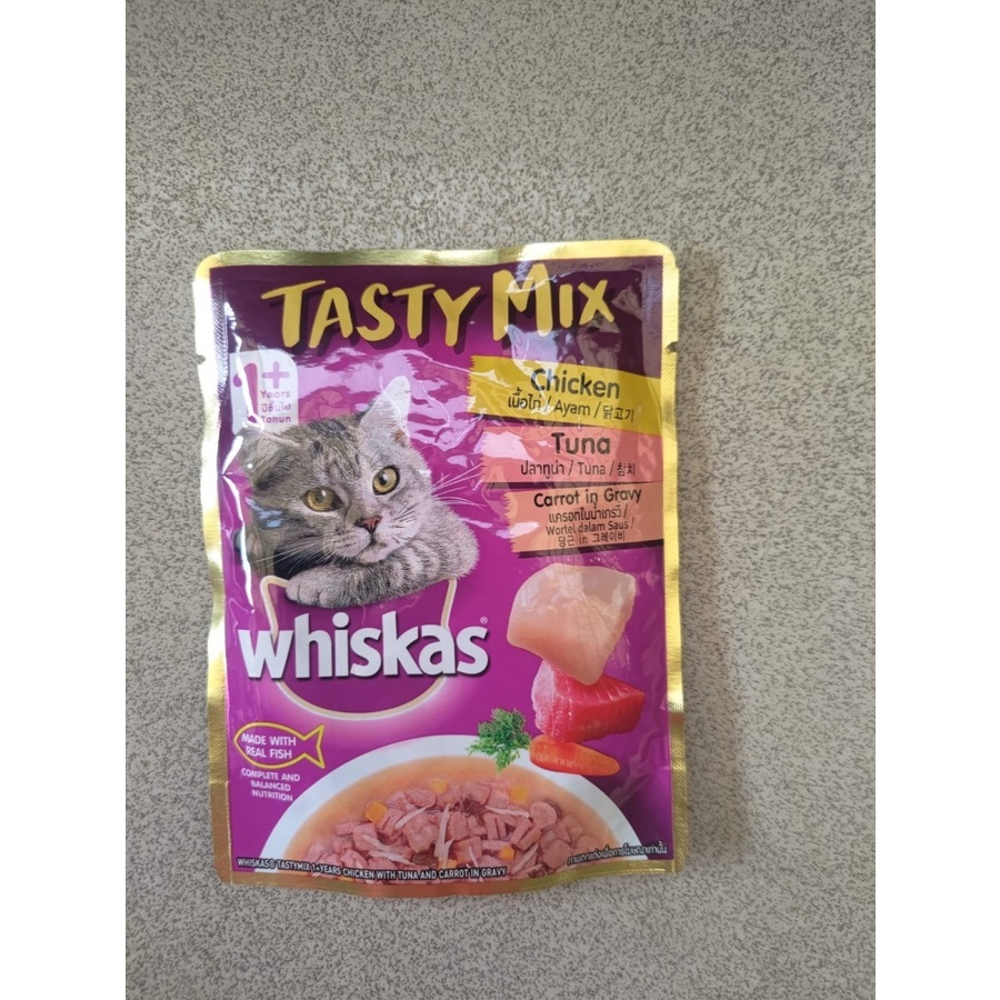 Whiskas Tasty Mix Cat Wet Food Chicken Tuna Pouch 80gr