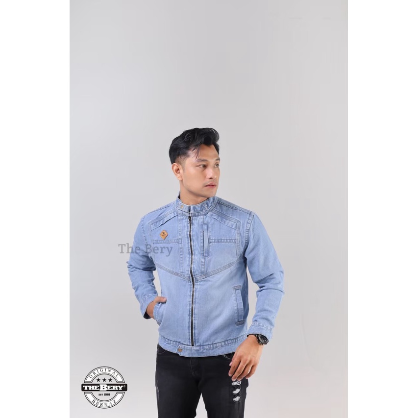 Jaket Jeans Jaket Jeans Denim Jaket Jeans The Berry Kerah Logo Kulit Biothing