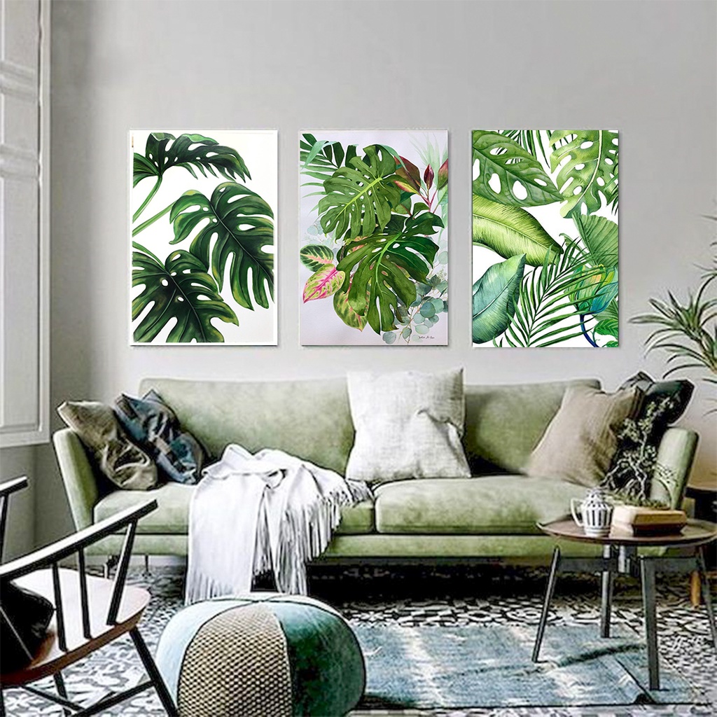 Jual Hiasan Dinding Ruang Tamu Daun Monstera Ukuran 47x31 Pajangan