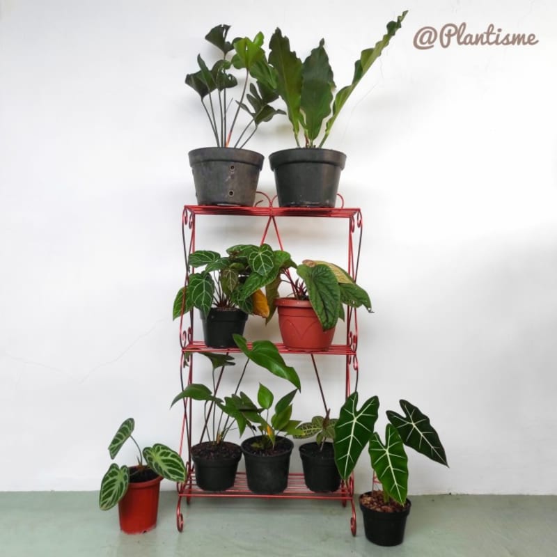 Rak Pot Besi Susun 3 Keatas Mini Bisa u/ Tempat Helm Sabun Mesin Cuci - Putih