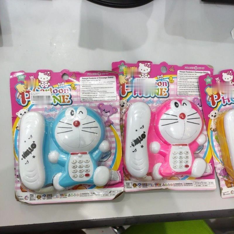 Mainan Anak Telepon Hello Kitti KITTY / DORAEMON Mainan Telepon dengan Lampu dan Music